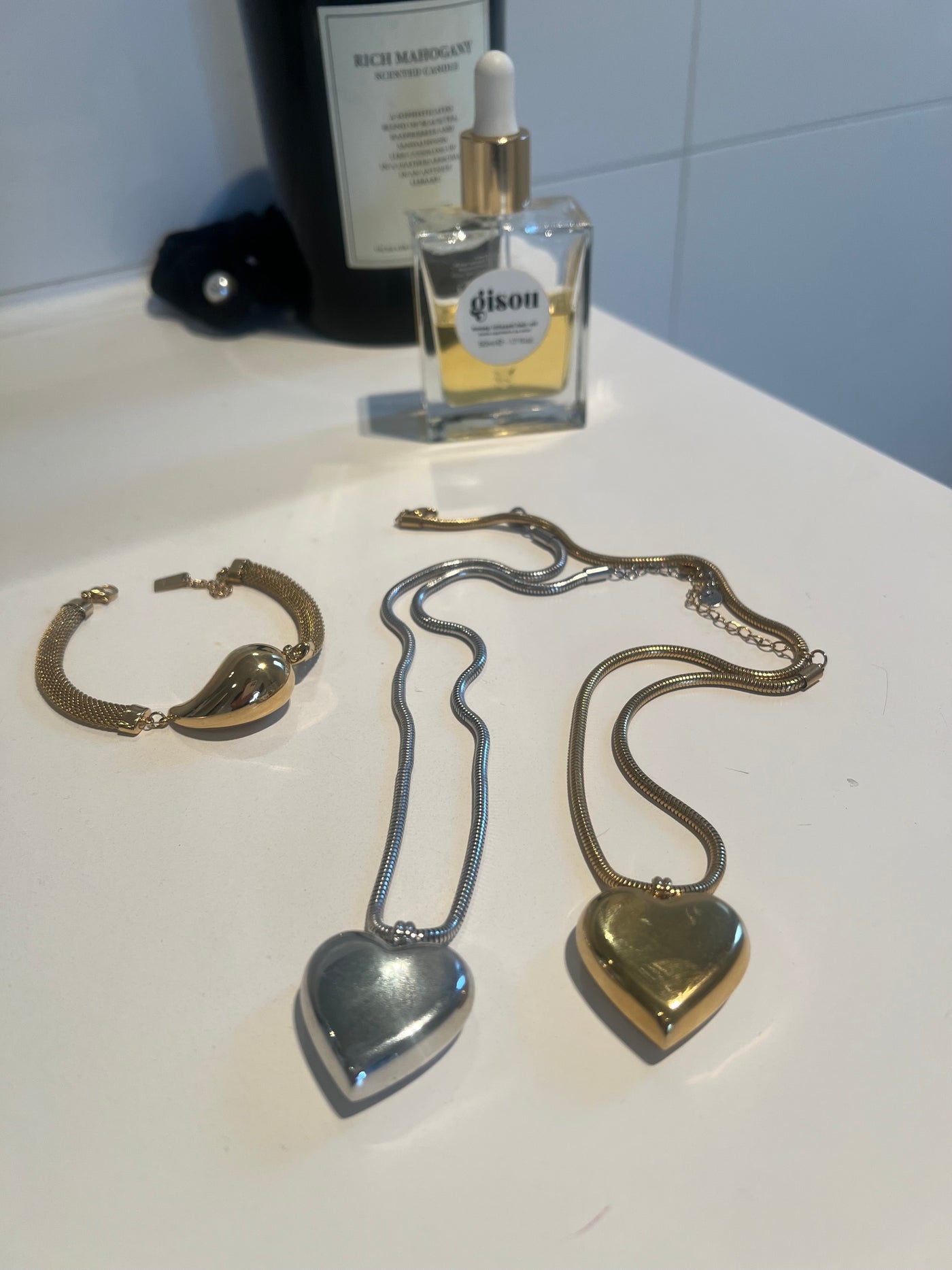 Big heart chain silver/gold