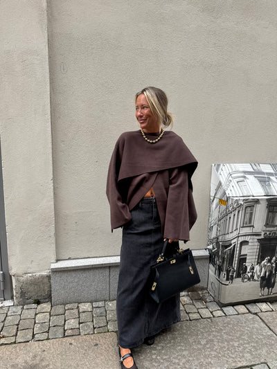 Denim Long maxi Skirt Grey