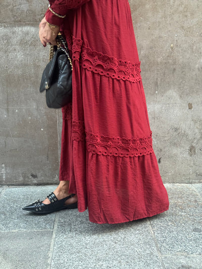 Lace Long Dress Bordeaux - R1596
