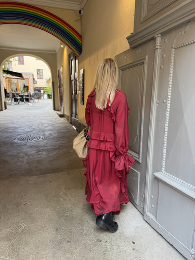 CMNORMA - LONG DRESS WITH RUFFLES IN RED