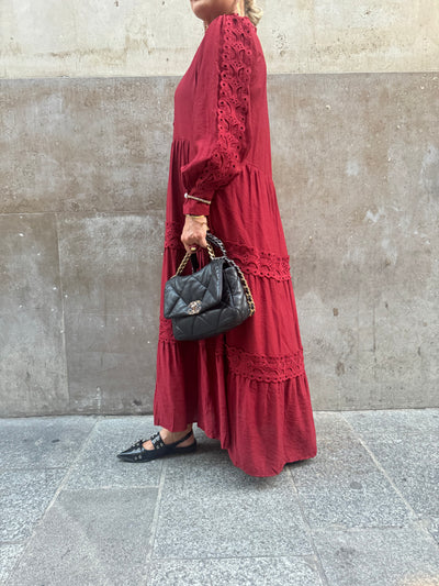 Lace Long Dress Bordeaux - R1596