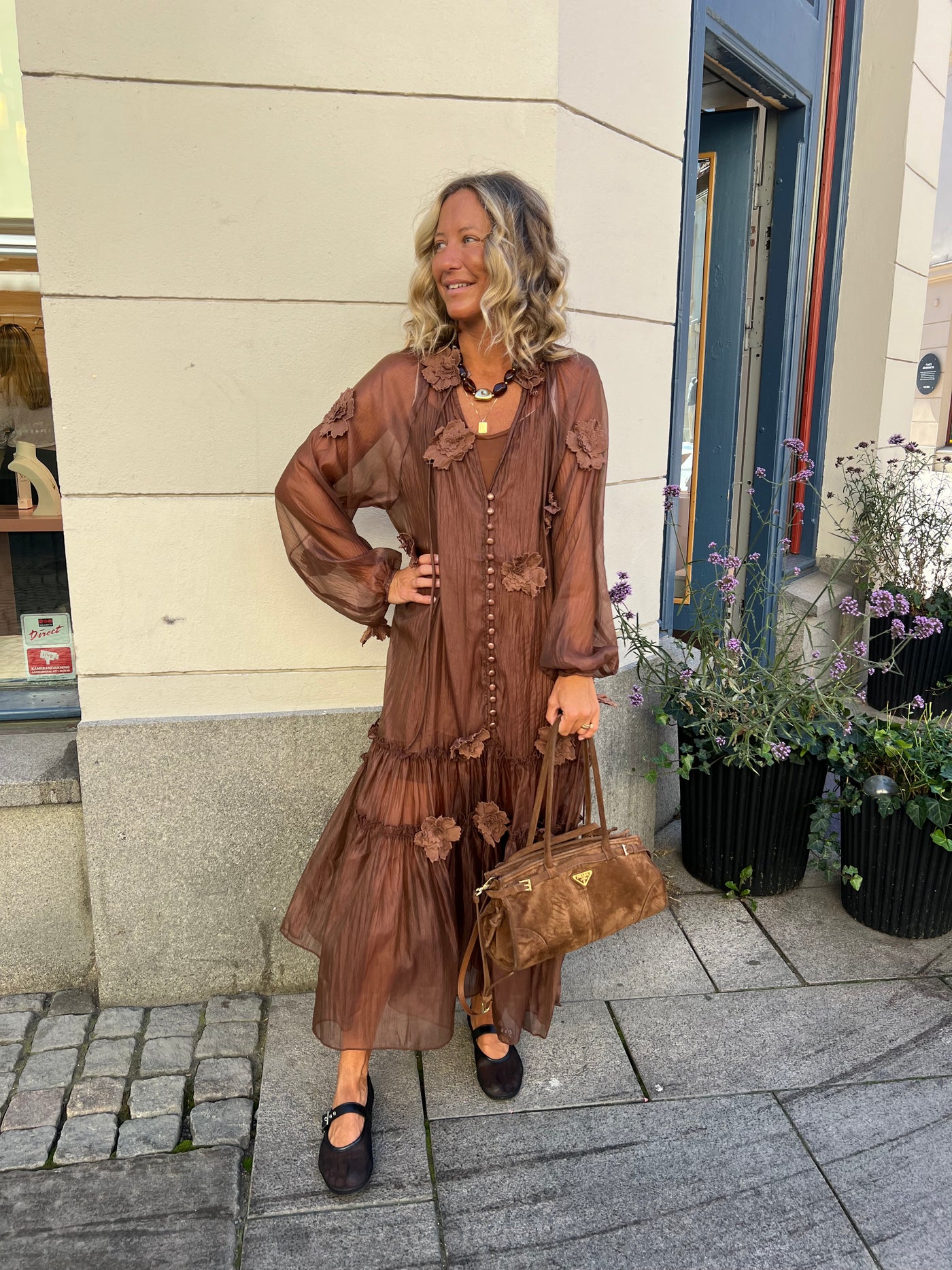 BOHO DRESS FLOWER BROWN