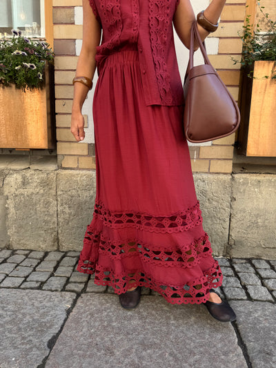 lace long skirt Bordeaux 7521