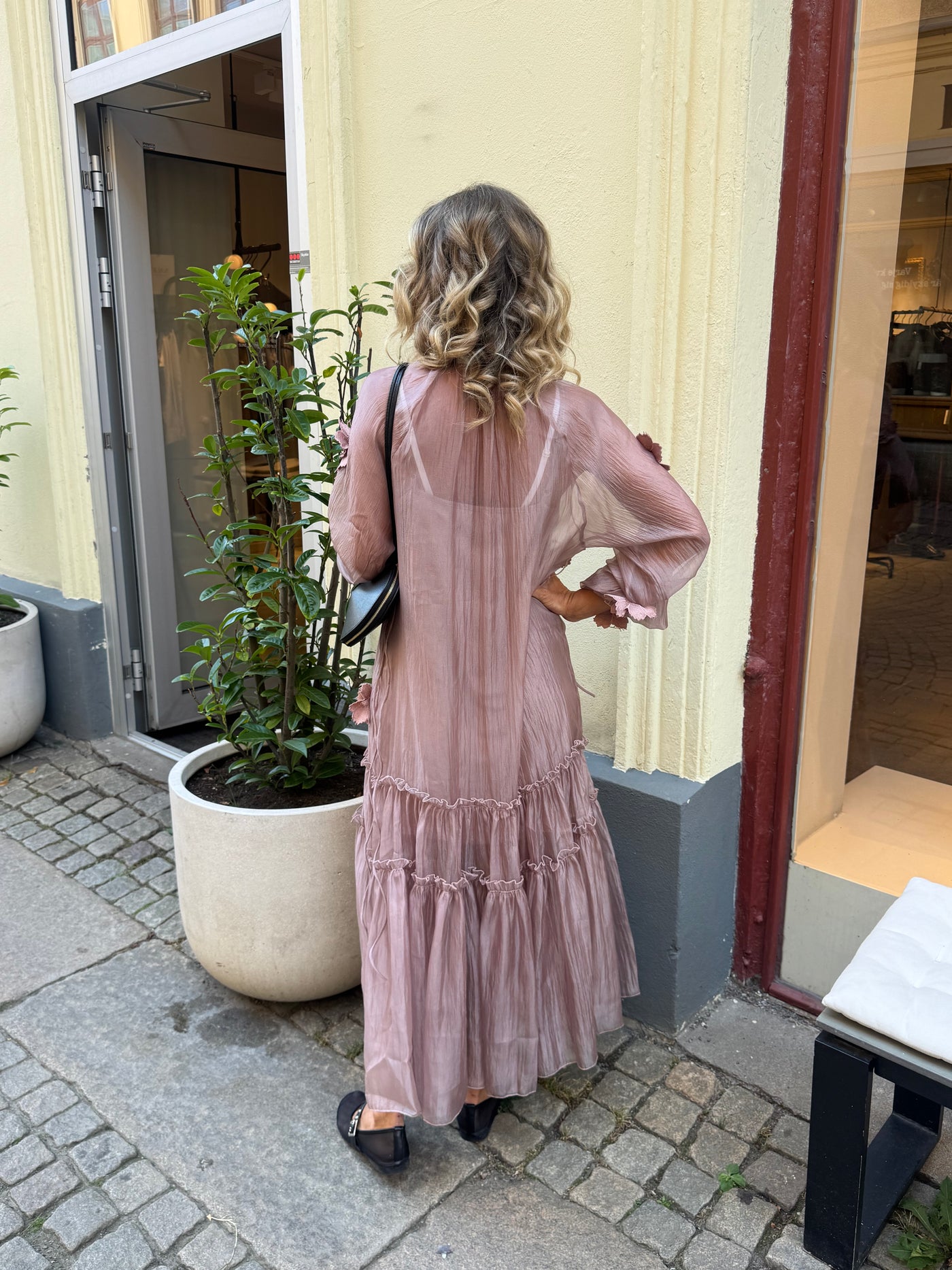 BOHO DRESS FLOWER OLD PINK