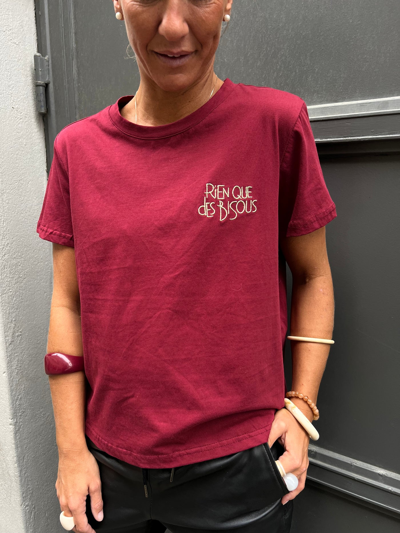 Bisous tshirt bourdeaux