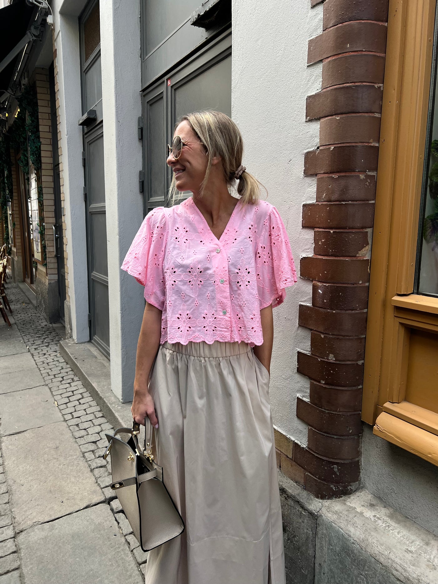 Sandro blouse   Pink lace