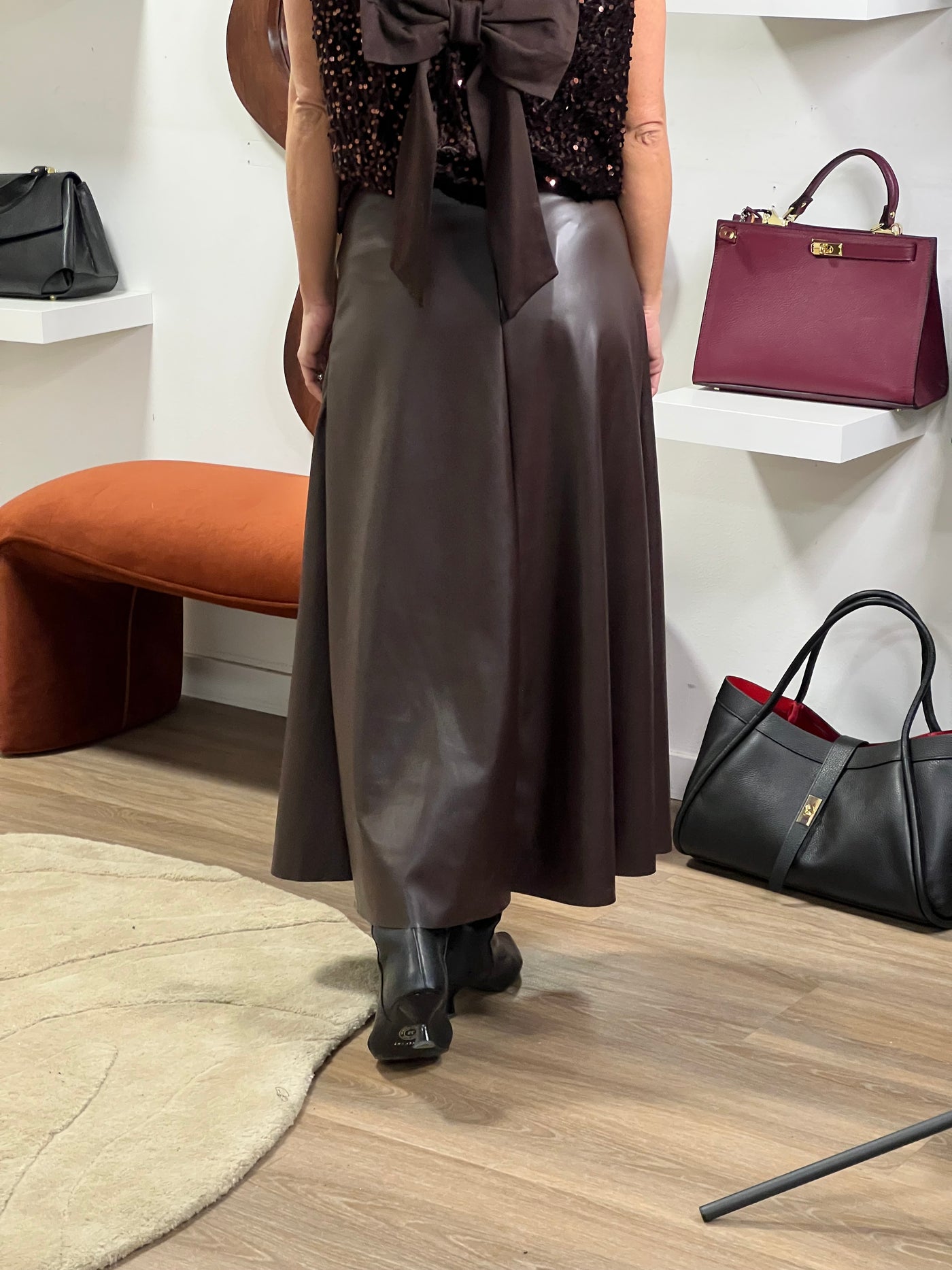 BONNY PU SKIRT BROWN