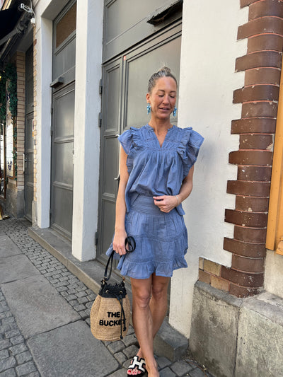JAYLA S VOILE TOP SMOKE BLUE