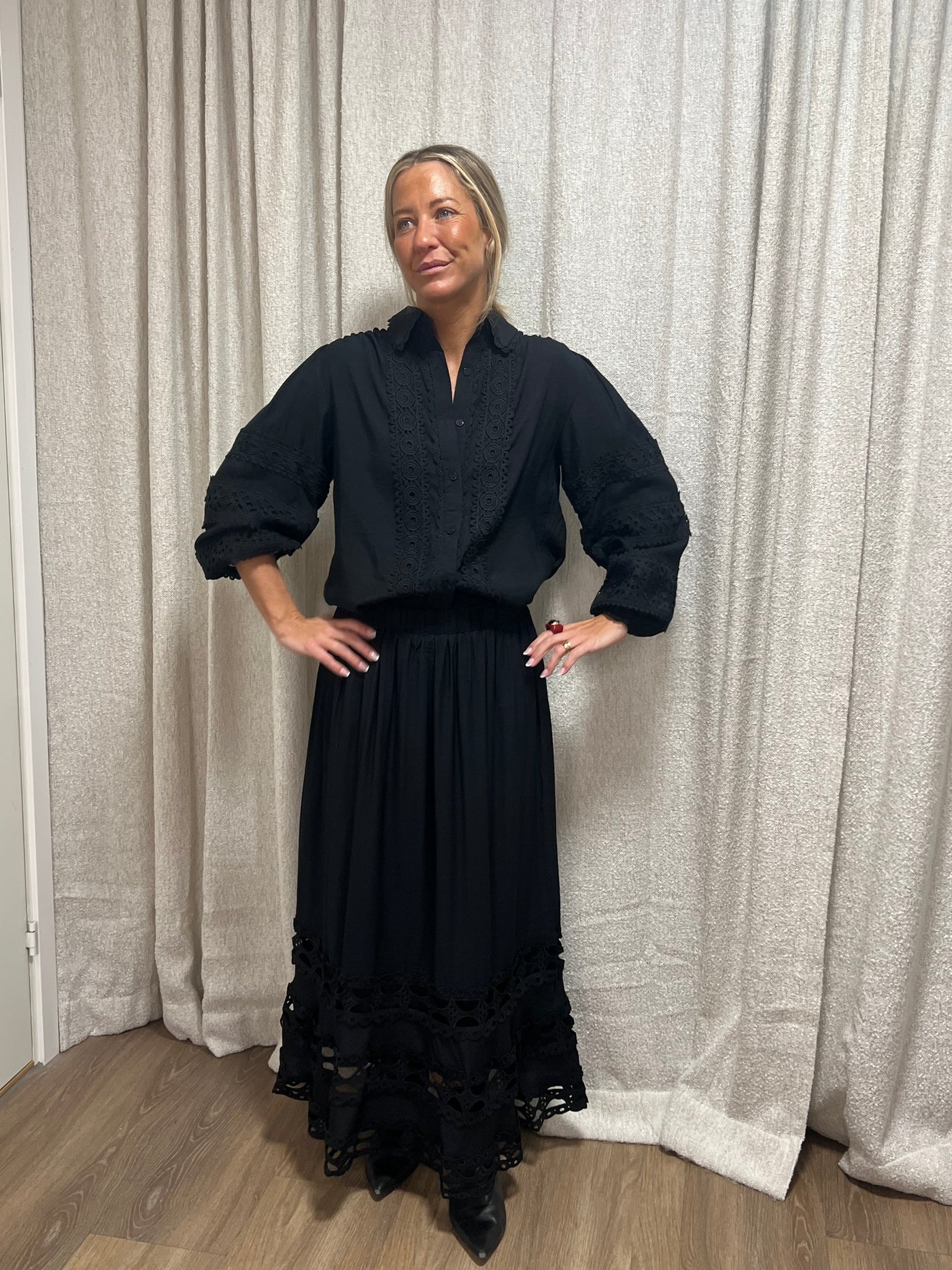 Blus lace  long arm Black 1855