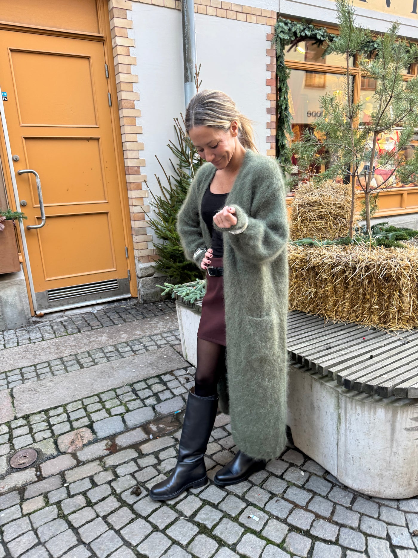 Roro mohair kofta Lång Green - 22313