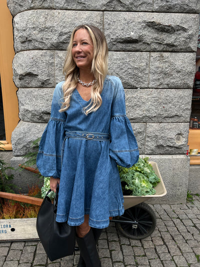 Denim new belt dress