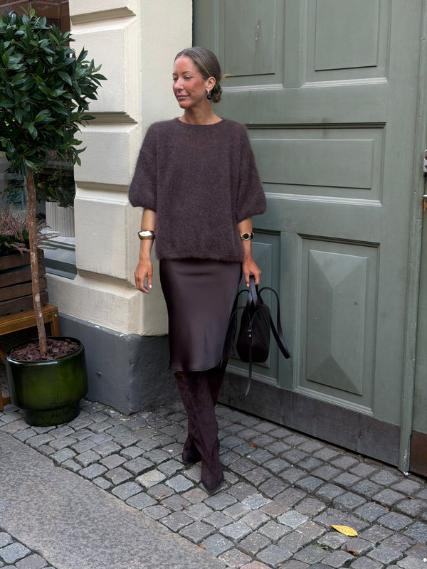mindie Heavy Sateen Skirt dark Brown