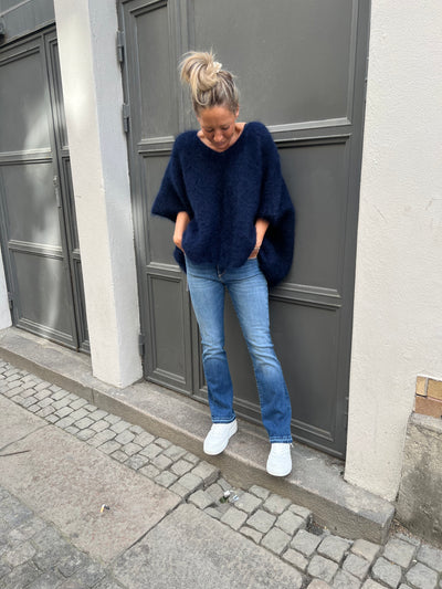 Roro mohair v-ring Navy väst - 23613