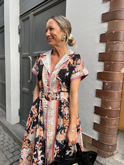 Shirt dress flower black