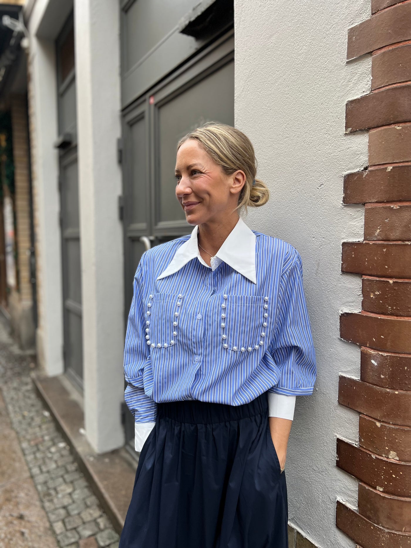 ELSA SHIRT STRIPE/PEARL