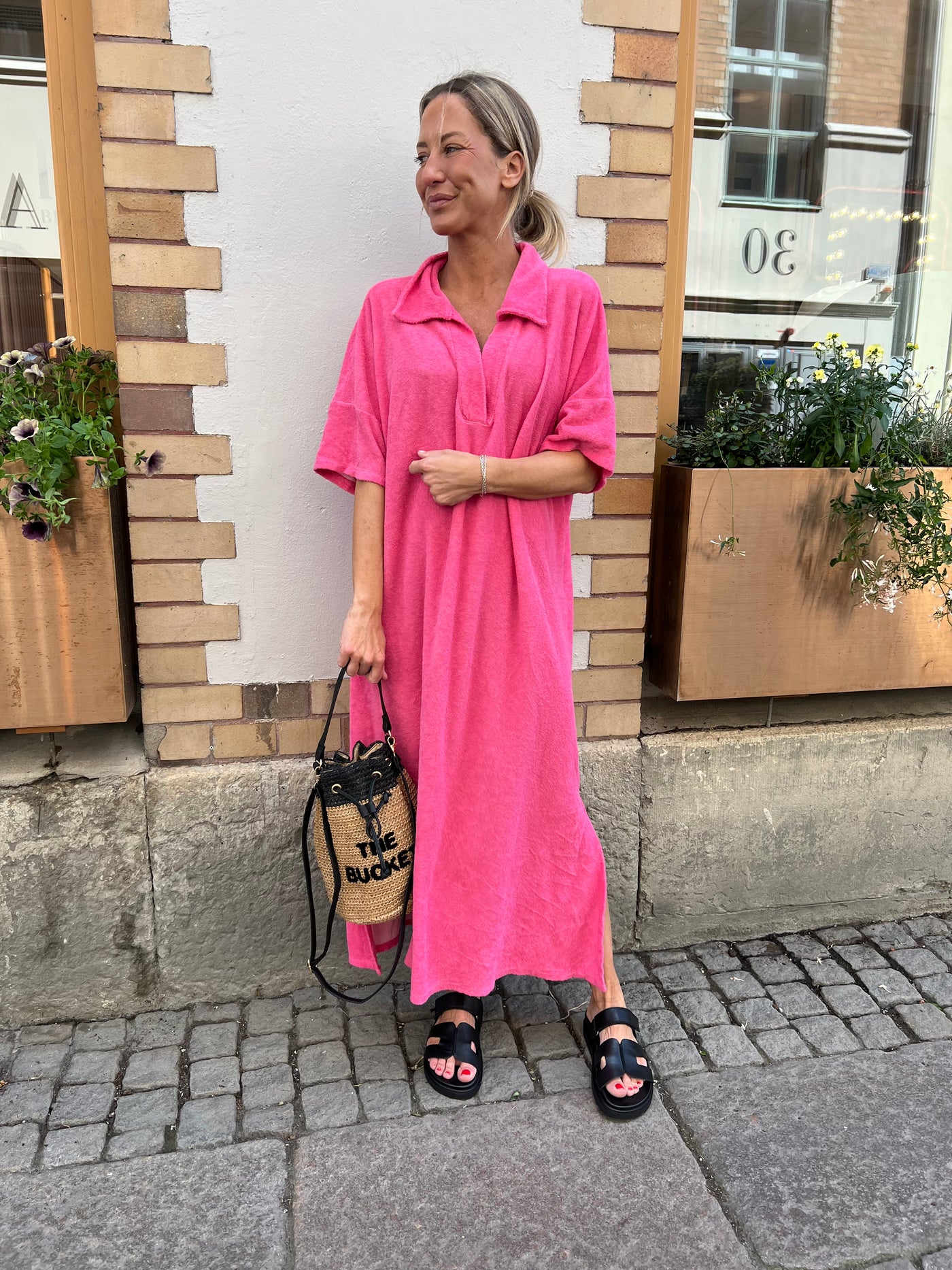 Frotté dress cerise