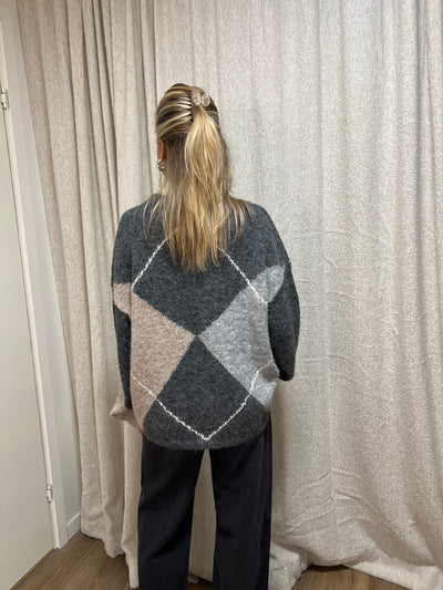 INGA CHECK FLUFF KNIT BLOUSE