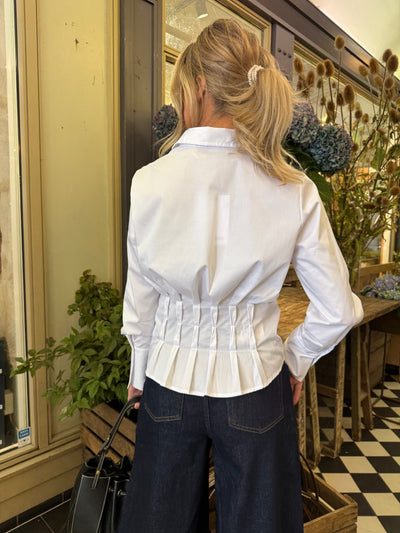 PoppyCC Pleat Waist Shirt White