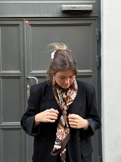 VISCOS SJAL brun / orange / grön