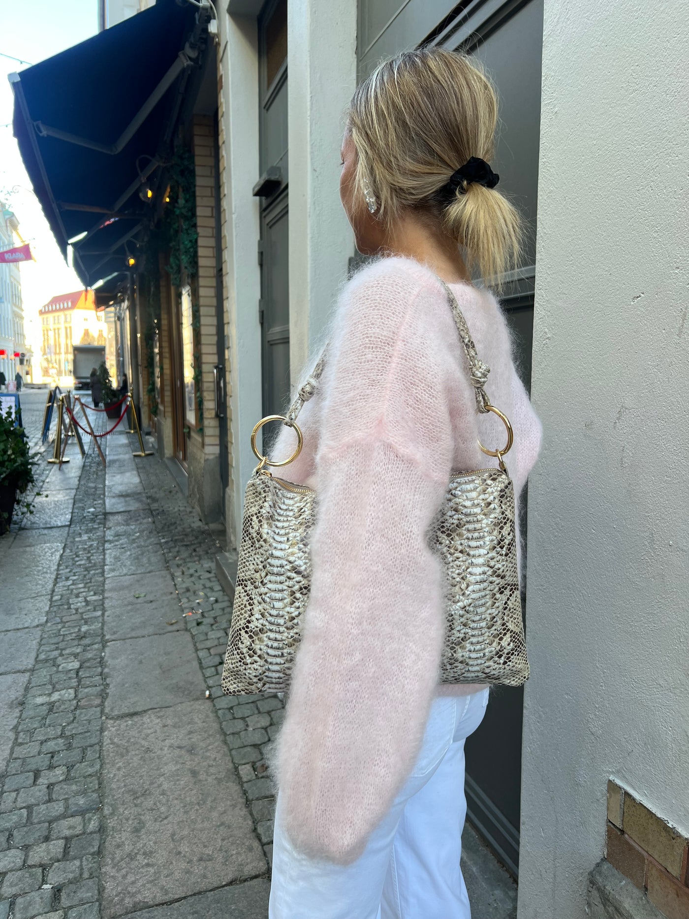 Roro mohair kofta med knappar ljusrosa