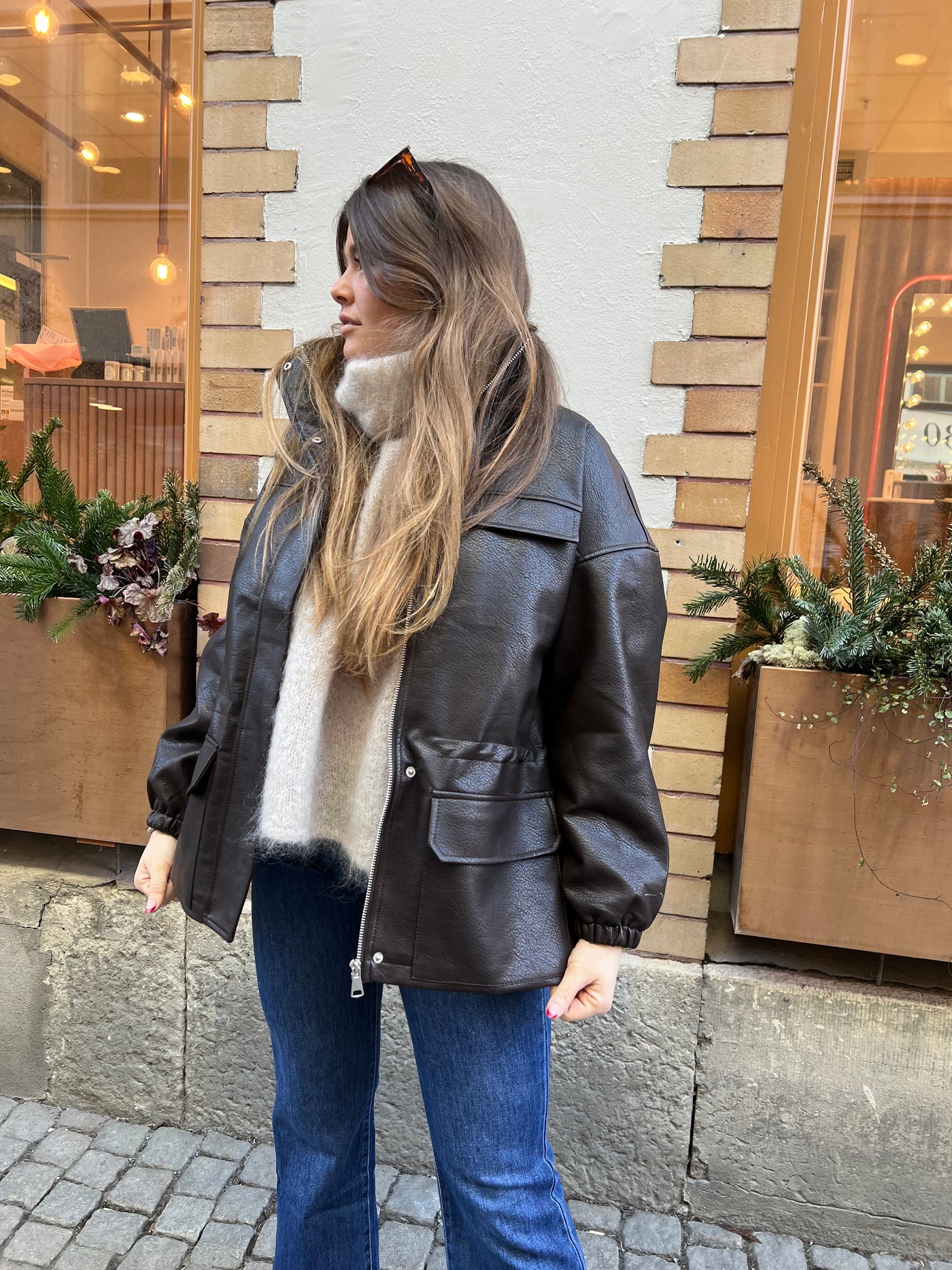 Brown leather trench - 2180-10