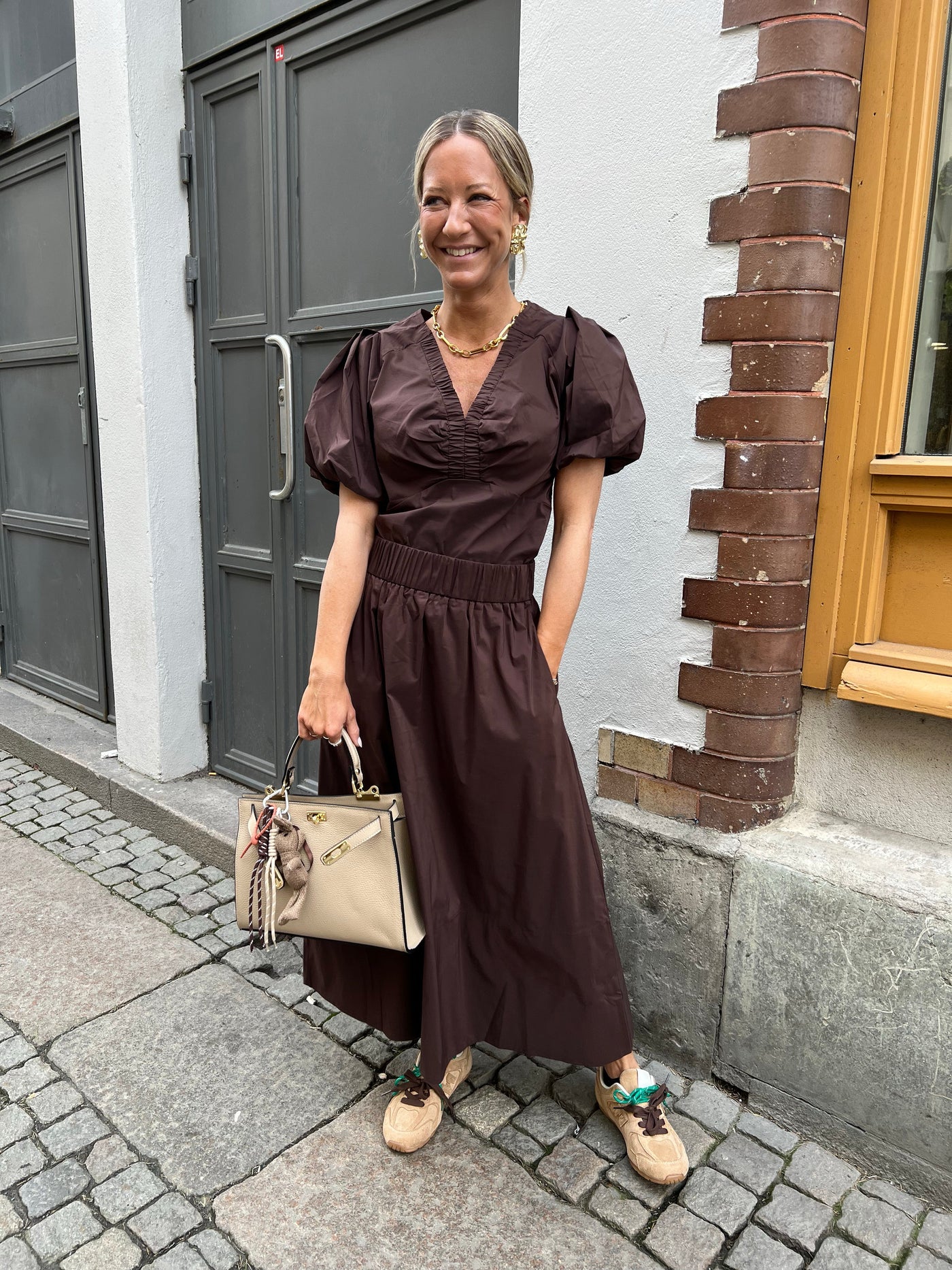 Yara poplin skirt Dark Brown