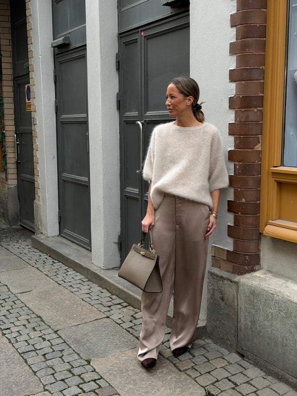 Emmett heavy satin pants dark taupe