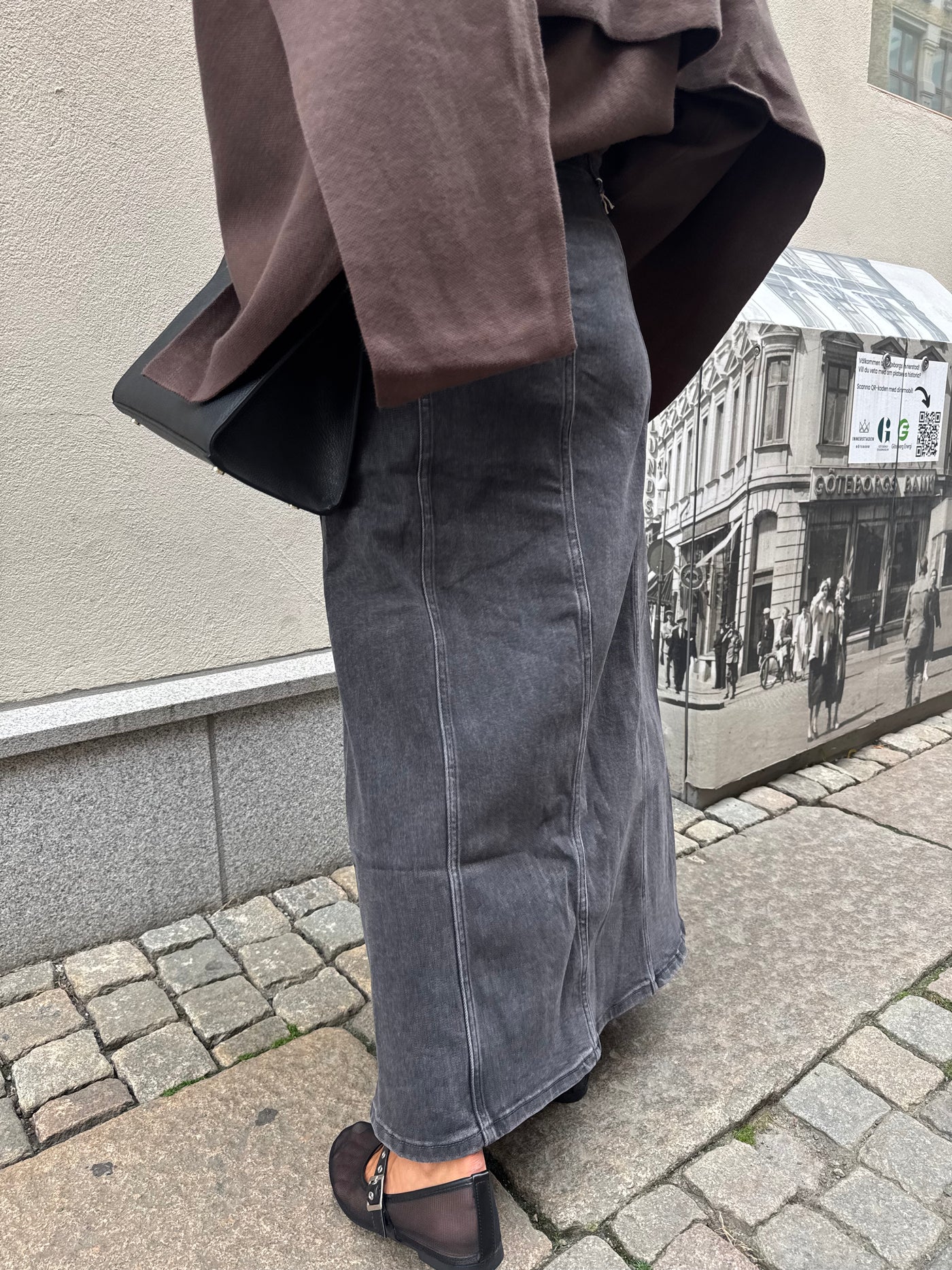 Denim Long maxi Skirt Grey