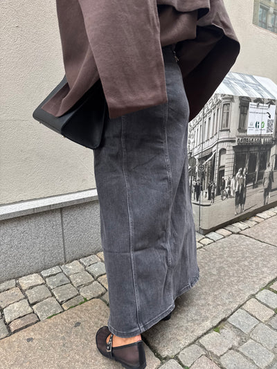 Denim Long maxi Skirt Grey