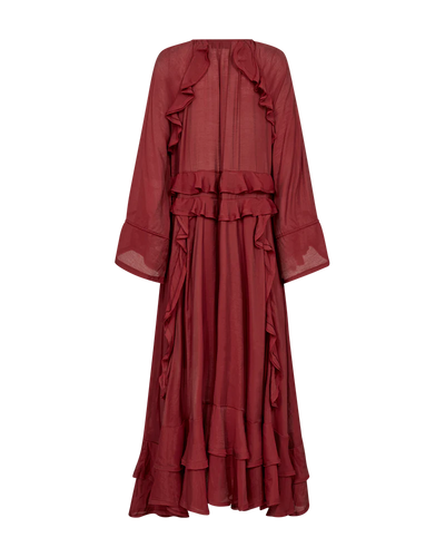 CMNORMA - LONG DRESS WITH RUFFLES IN RED