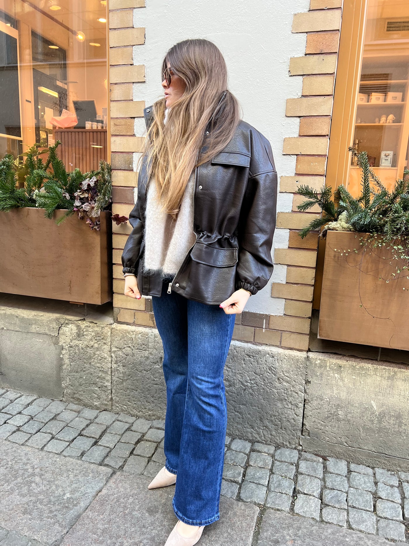 Brown leather trench - 2180-10