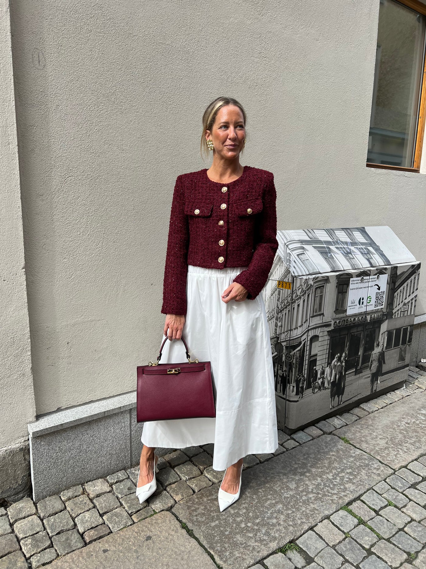 Sarah jacket vinröd med glitter