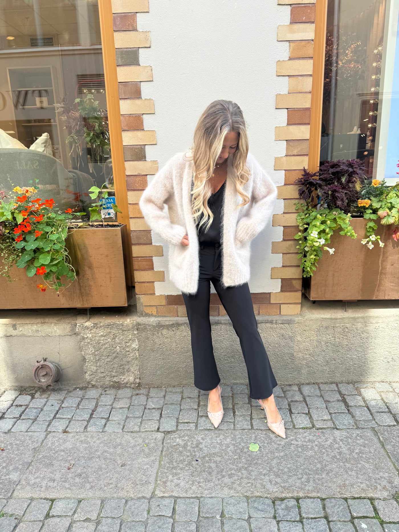 Roro mohair kofta kort Beige - 22023