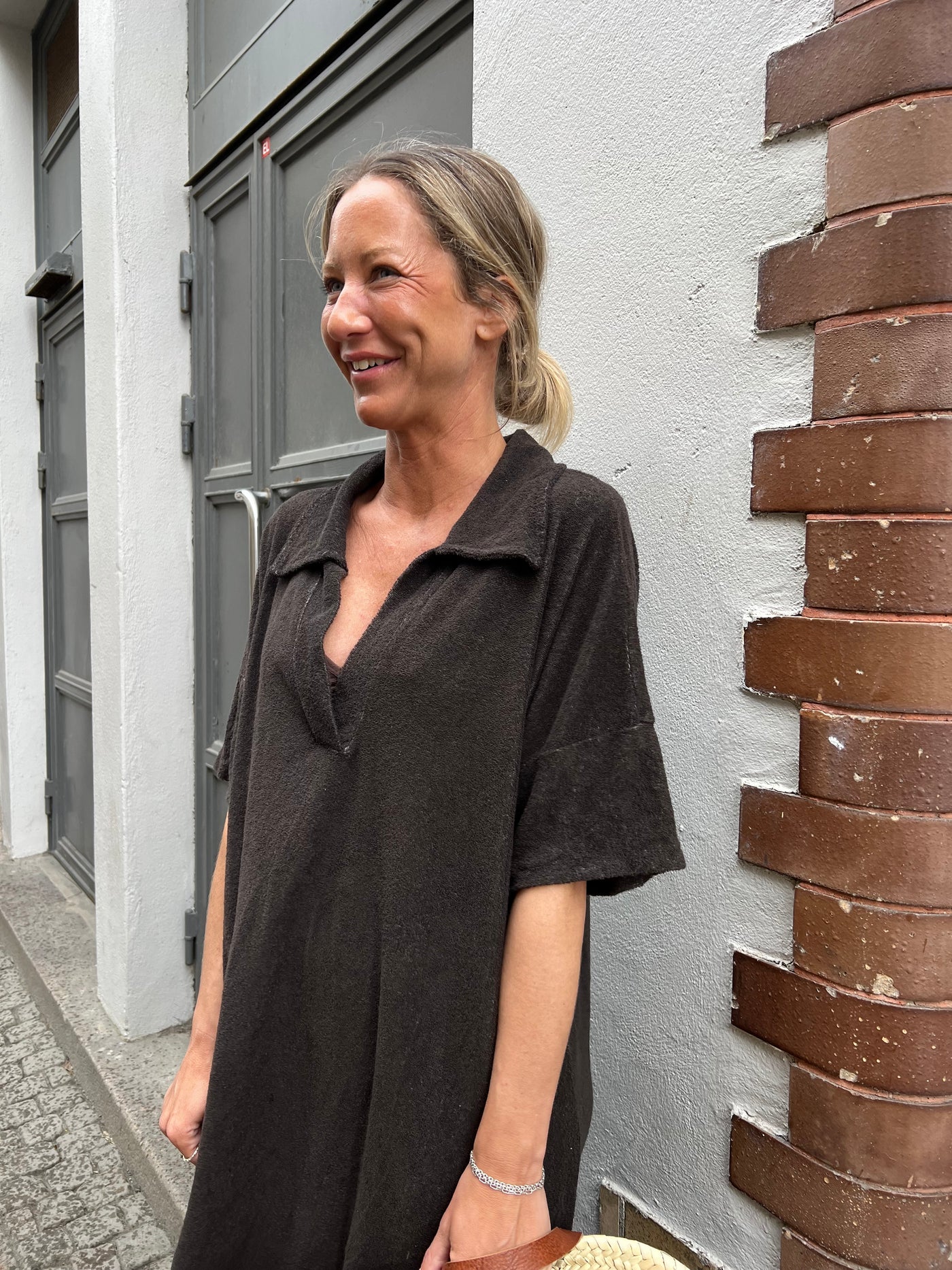 Frotté dress brown