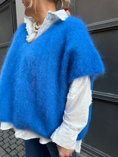 Roro mohair v-ring cobolt väst - 23613