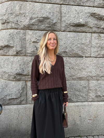 CMKOTOM - CABLE KNIT PULLOVER IN BROWN