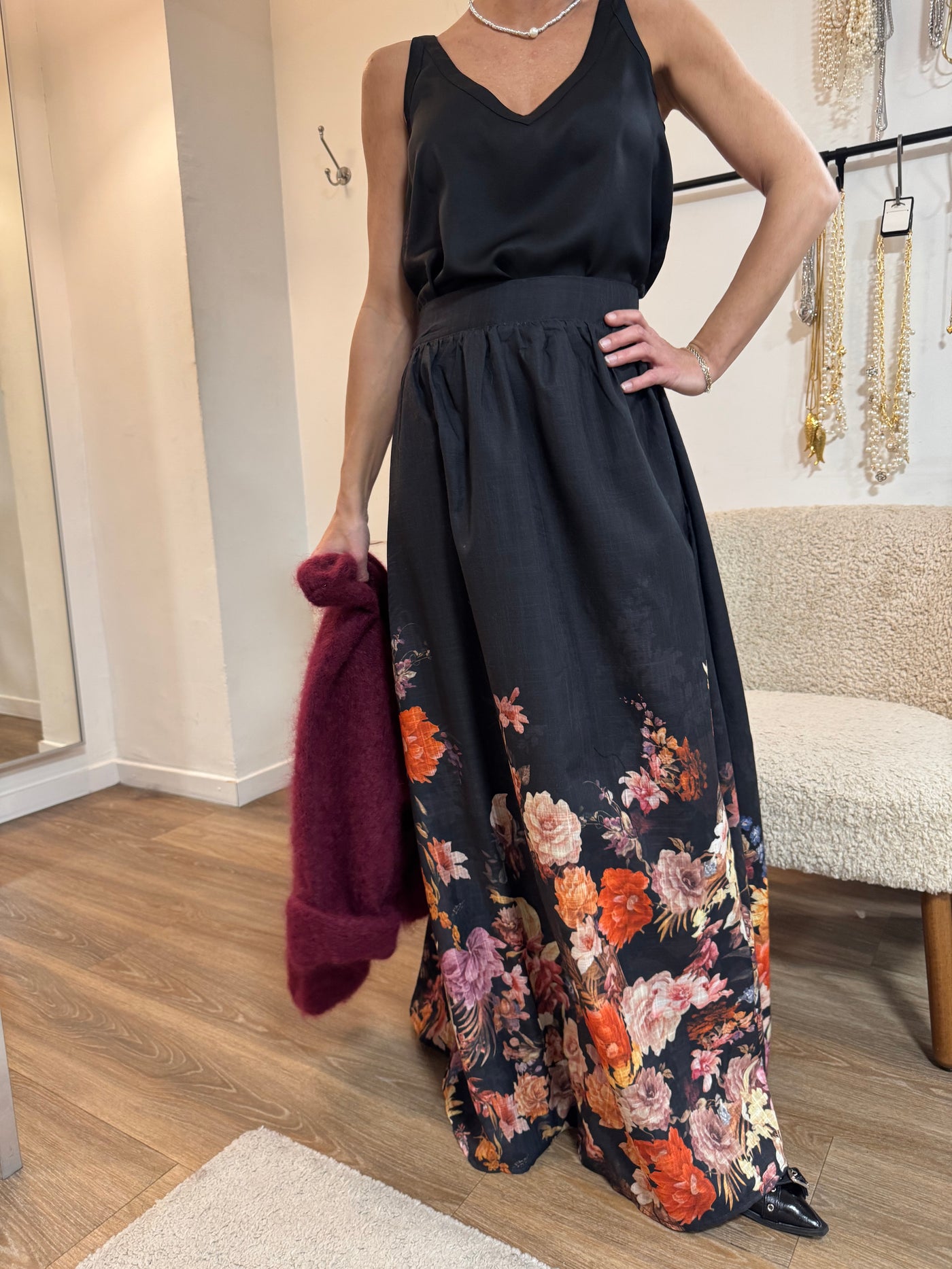 Flower Skirt Black
