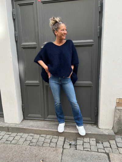 Roro mohair v-ring Navy väst - 23613