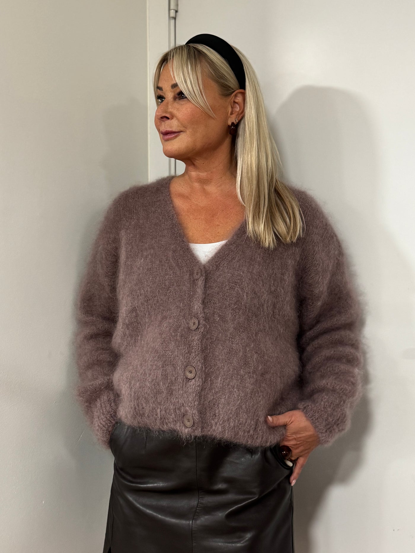 Roro mohair kofta new v hals Funco - 23356