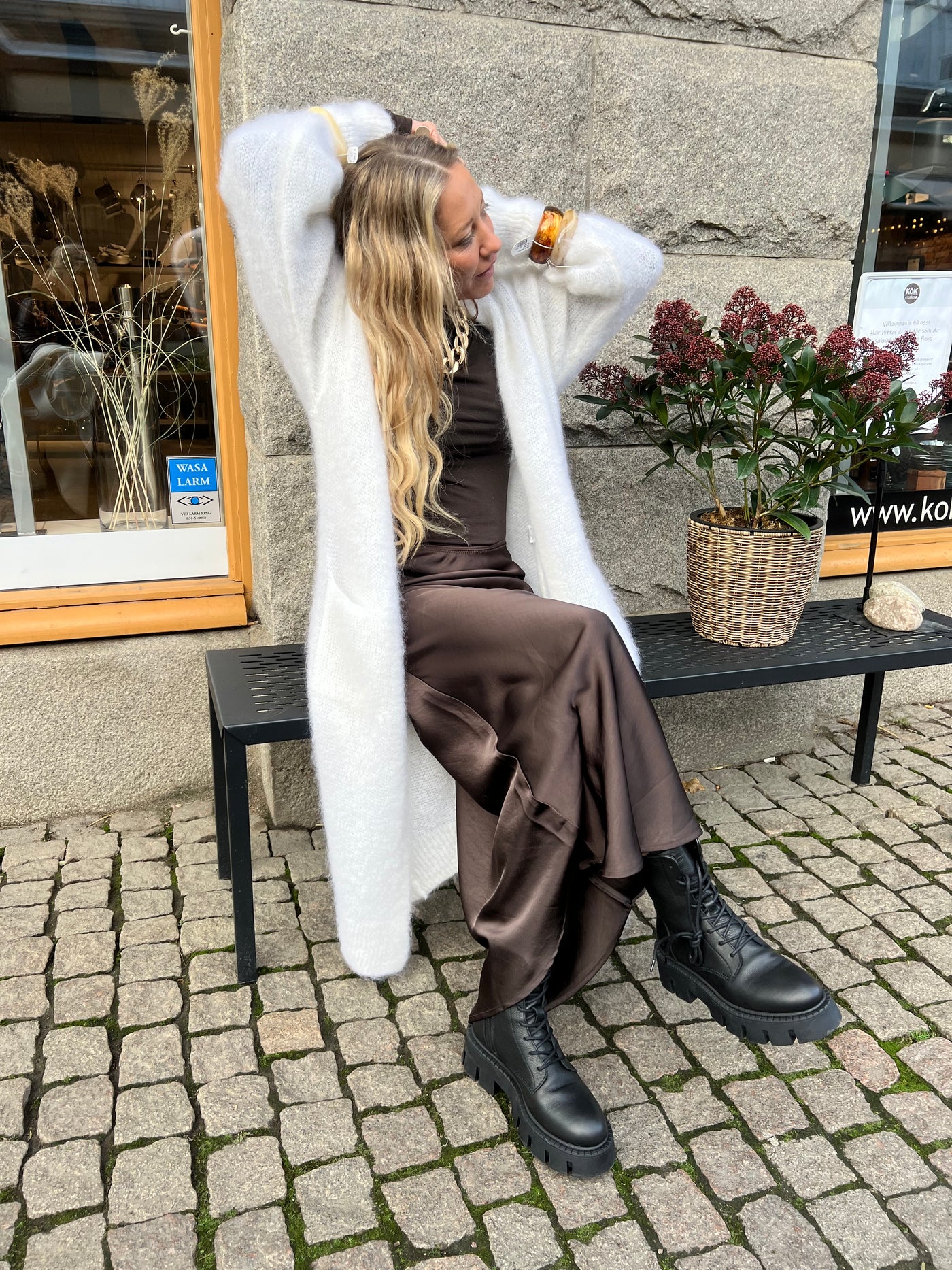 Roro mohair kofta Lång vit - 22313