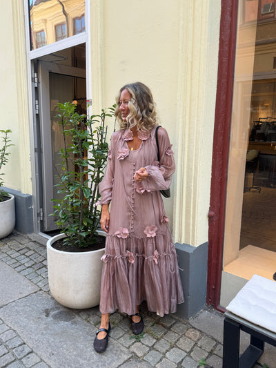 BOHO DRESS FLOWER OLD PINK