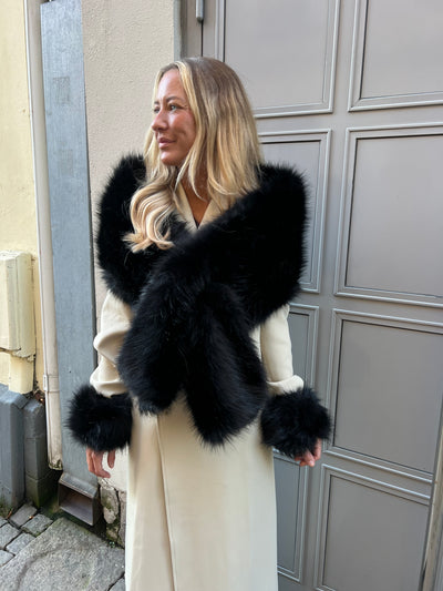 Stor pälskrage svart