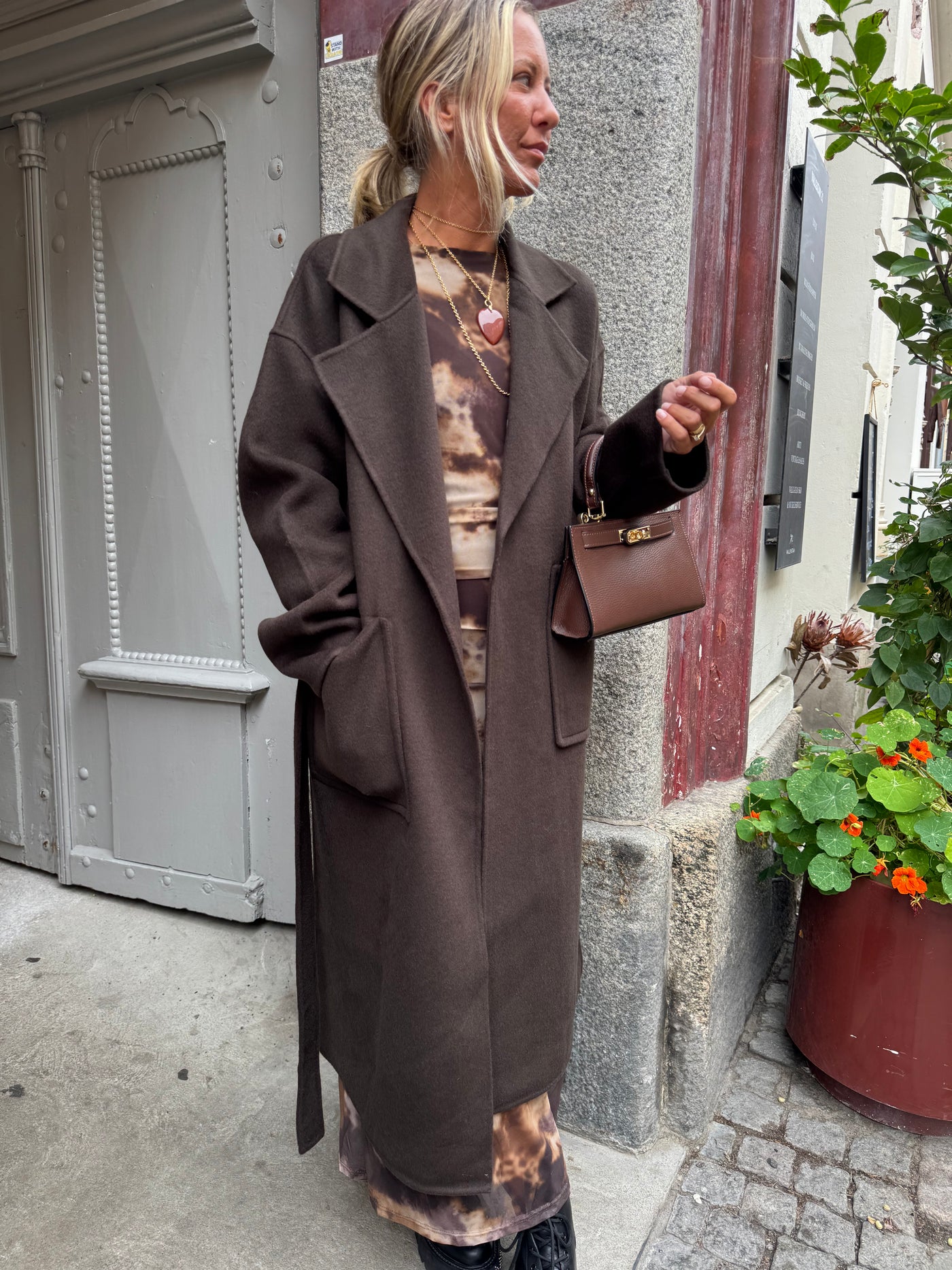 Ellie Long  Woll Jacket brown & black