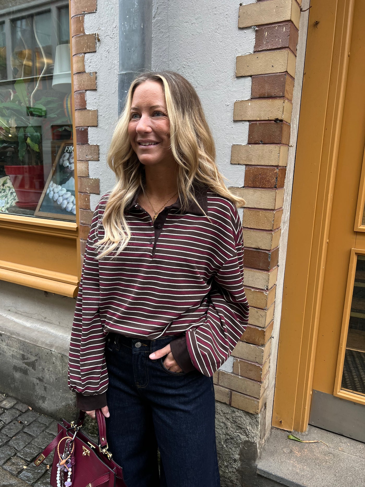 Stripe  pike brown/ bourdeaux