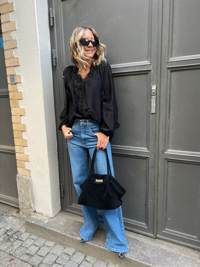Boho fleur blouse black
