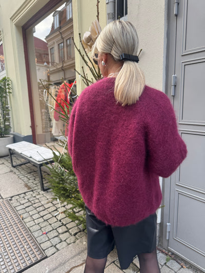 Roro mohair kofta Kort Vinröd - 22023
