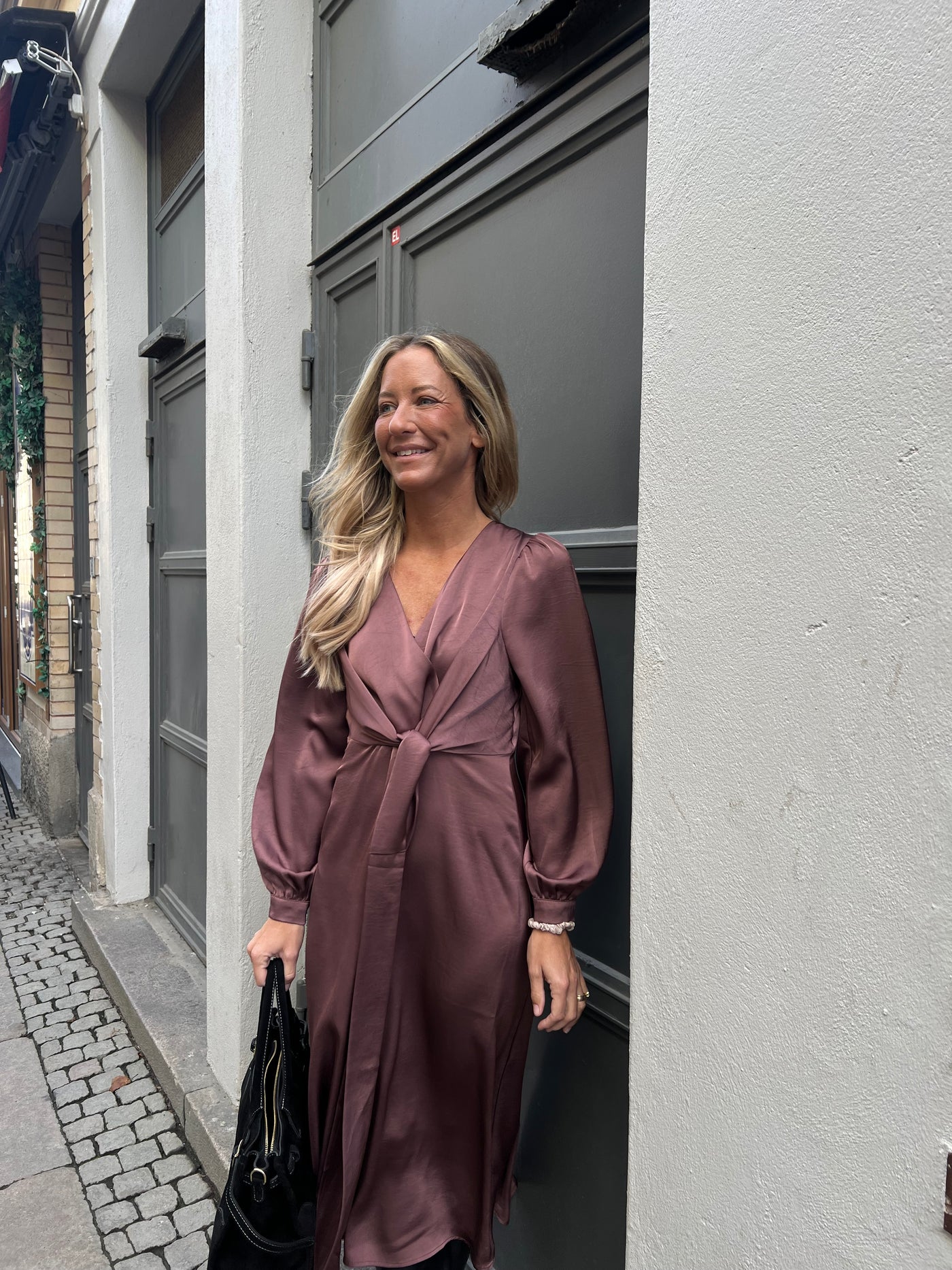 Rimini heavy sateen dress dark rose