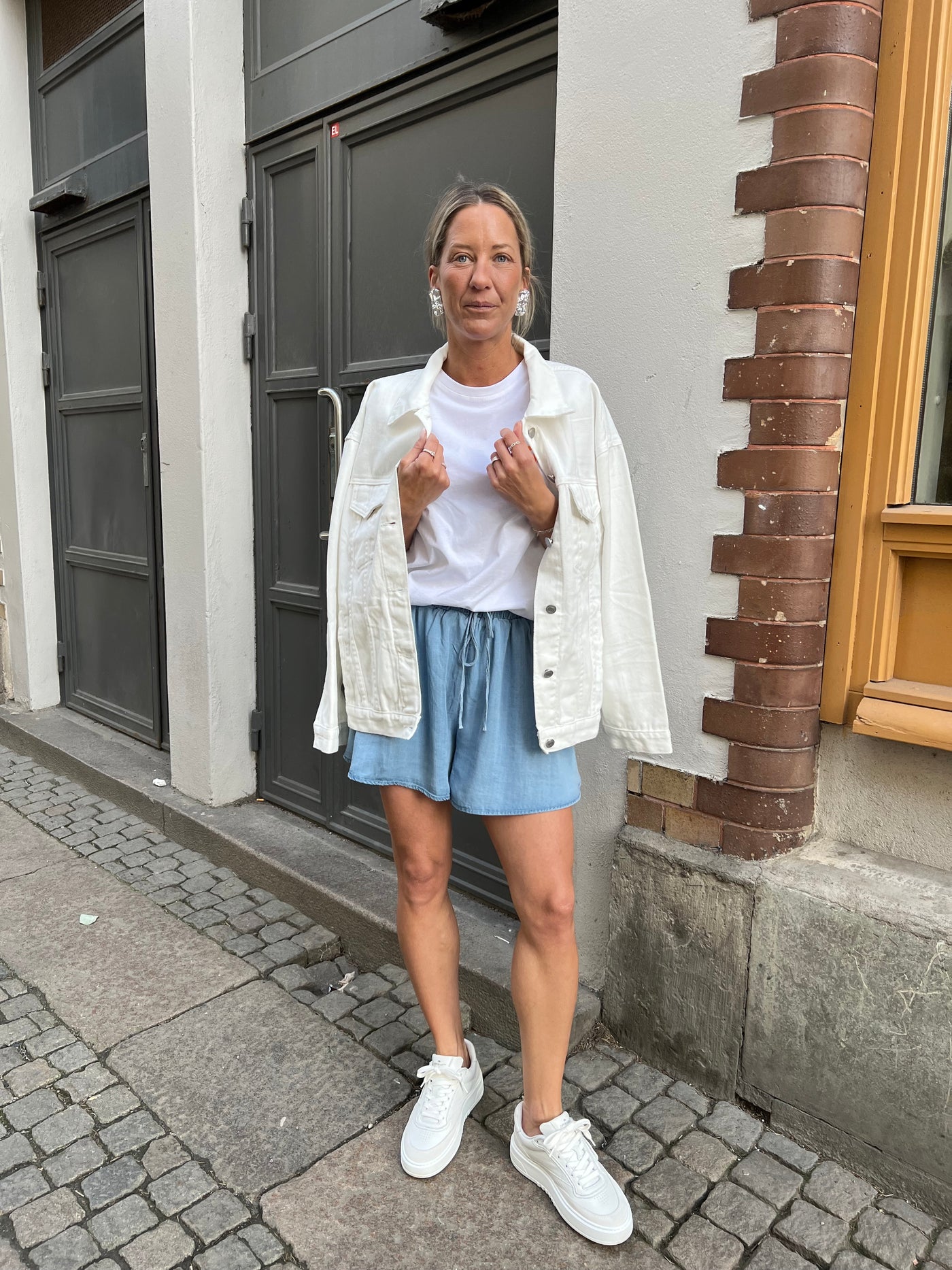 Jeansjacka ny over size vit