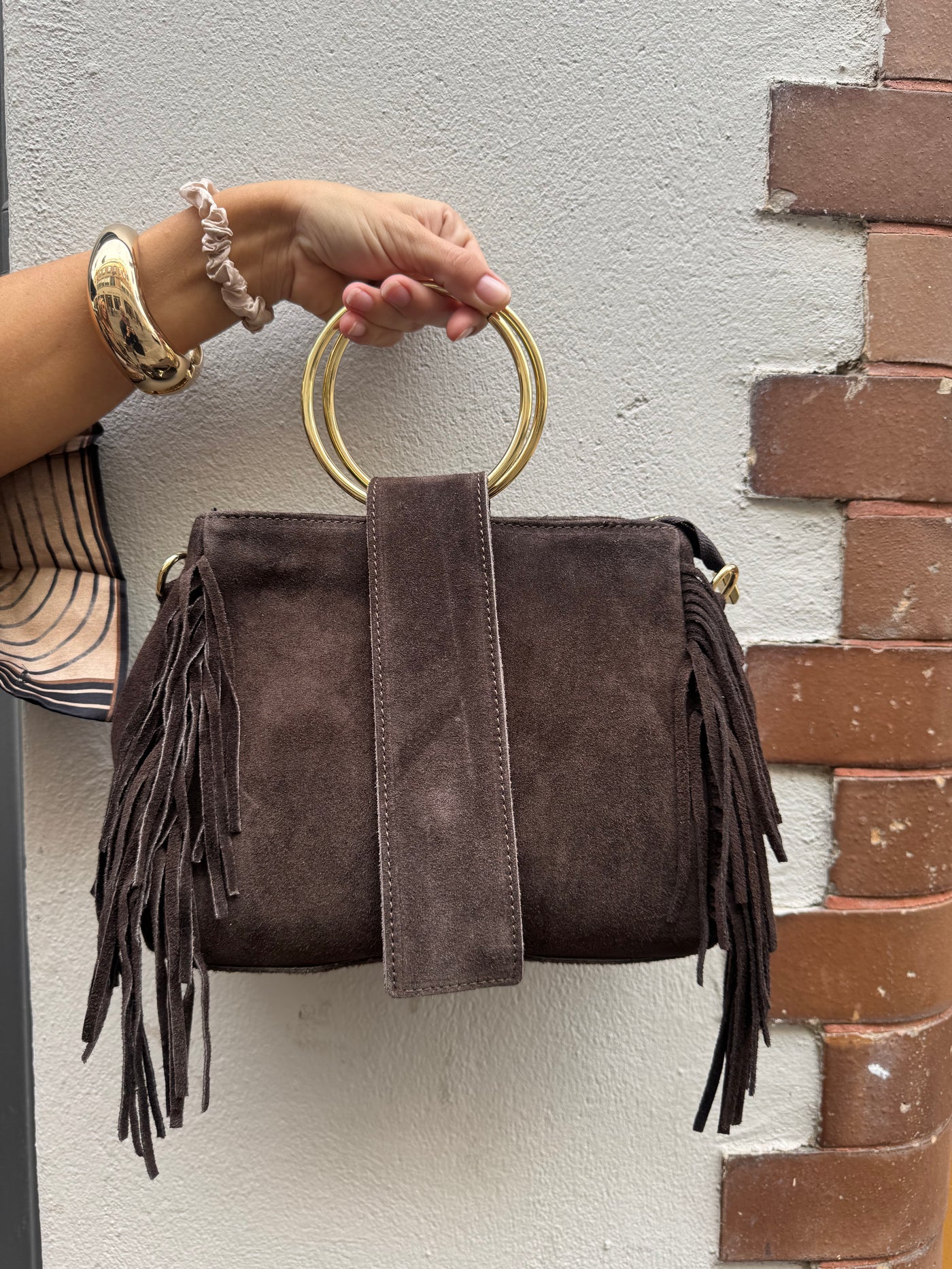 Maje Suede Bag Brown