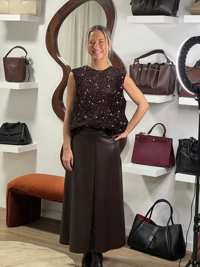 BONNY PU SKIRT BROWN